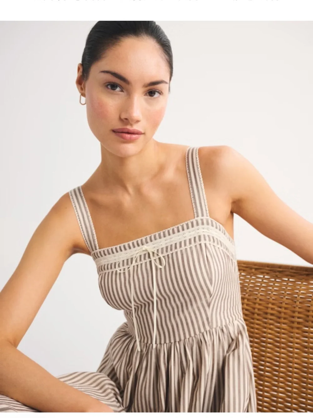 NWT Abercrombie Emerson midi dress size small brown stripes - Picture 2 of 3